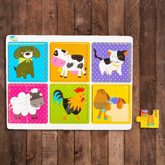 Пазл 6 в 1 "Домашние животные"