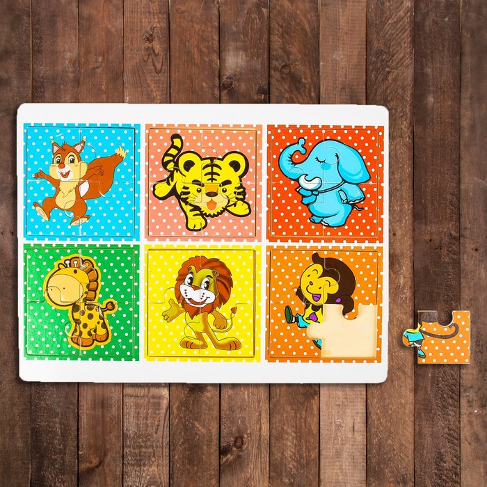 Пазл 6 в 1 "Дикие животные"