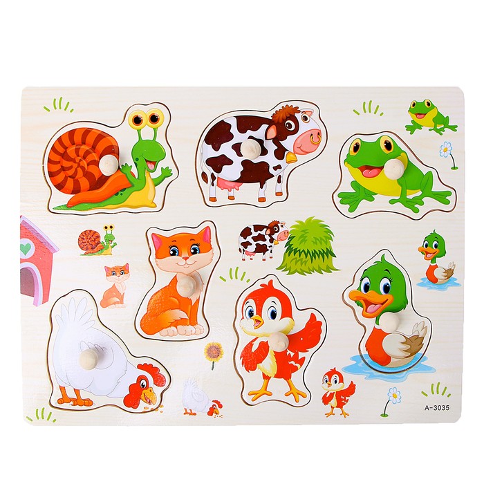 Рамка-вкладыш "Подбери картинку "Животные и птицы"