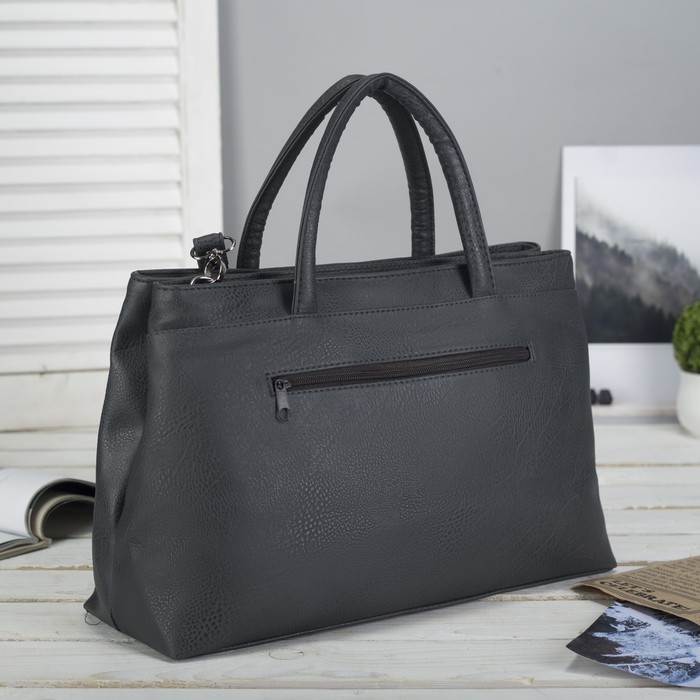 Сумка женская, 2 отдела на молнии, 3 наружных кармана, цвет серый