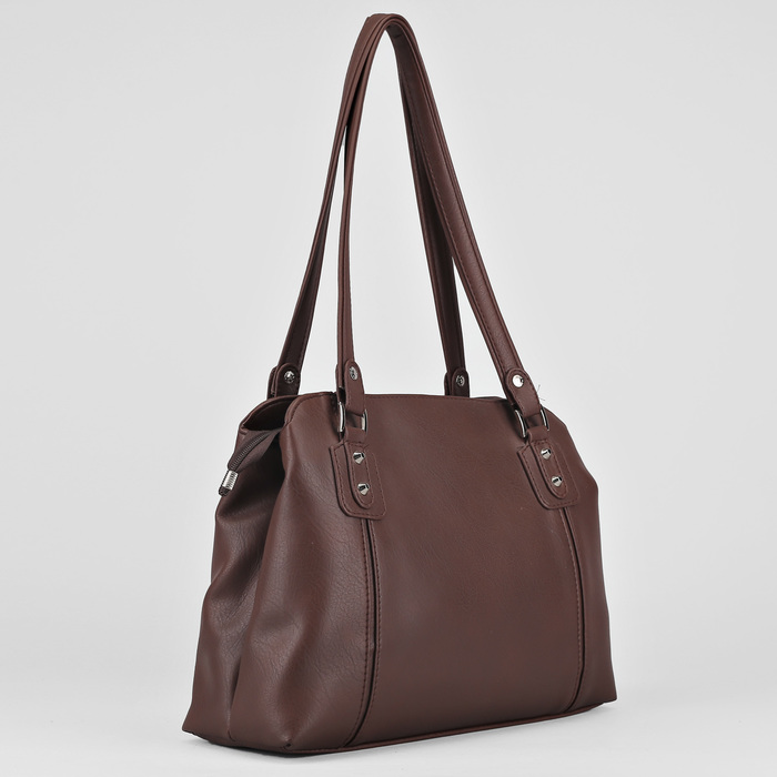 Сумка женская, 2 отдела на молнии, наружный карман, мокка