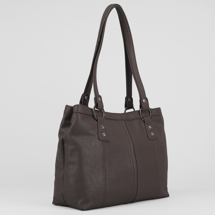 Сумка женская, 2 отдела на молнии, наружный карман, цвет кофе