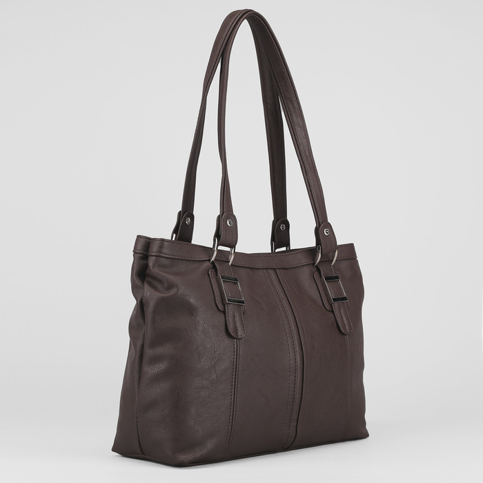 Сумка женская, 2 отдела на молнии, наружный карман, цвет коричневый