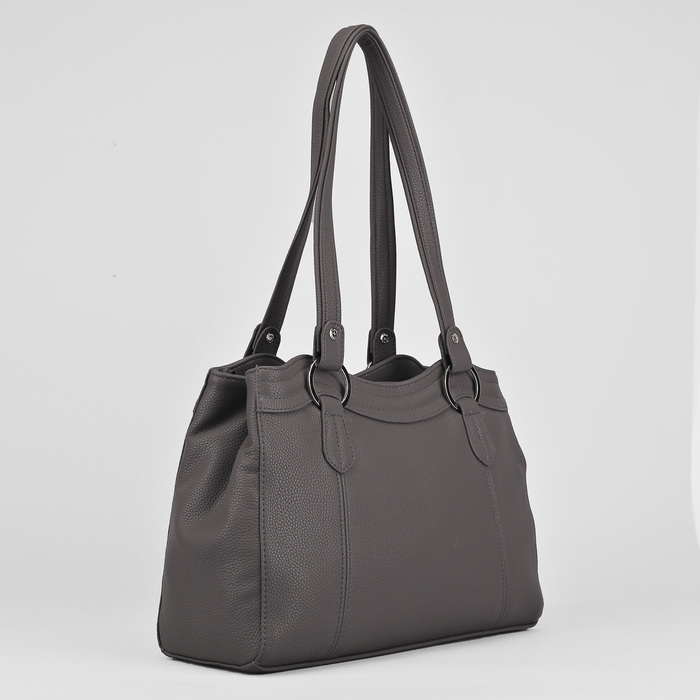 Сумка женская, 2 отдела на молнии, наружный карман, цвет серый