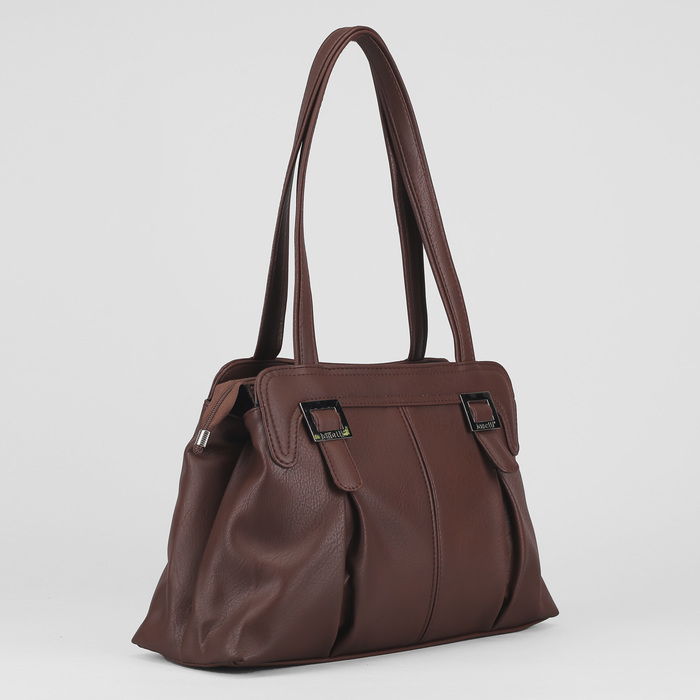 Сумка женская, 2 отдела на молнии, наружный карман, мокка