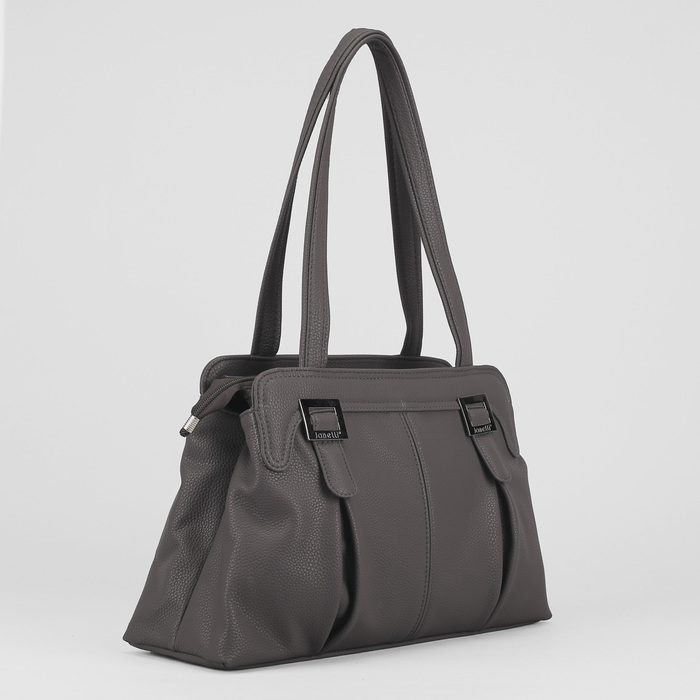 Сумка женская, 2 отдела на молнии, наружный карман, цвет серый