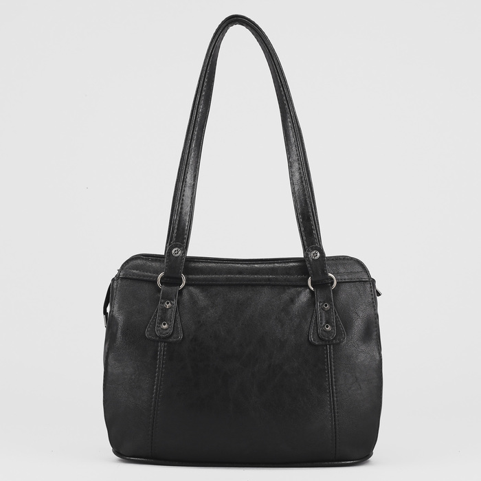 Сумка женская, 2 отдела на молнии, наружный карман, цвет чёрный