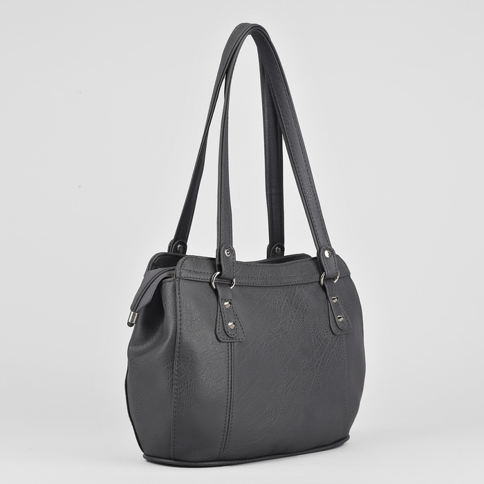 Сумка женская, 2 отдела на молнии, наружный карман, цвет серый