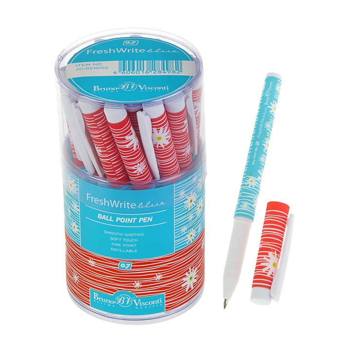 Ручка шариковая FreshWrite "Ромашки", узел 0.7 мм, чернила синие