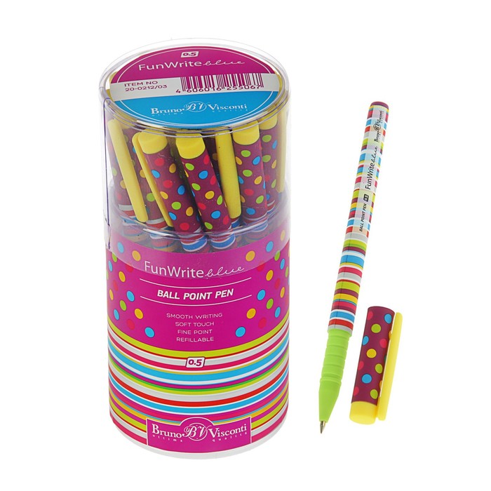 Ручка шариковая FunWrite "Полоски", узел 0.5 мм, чернила синие