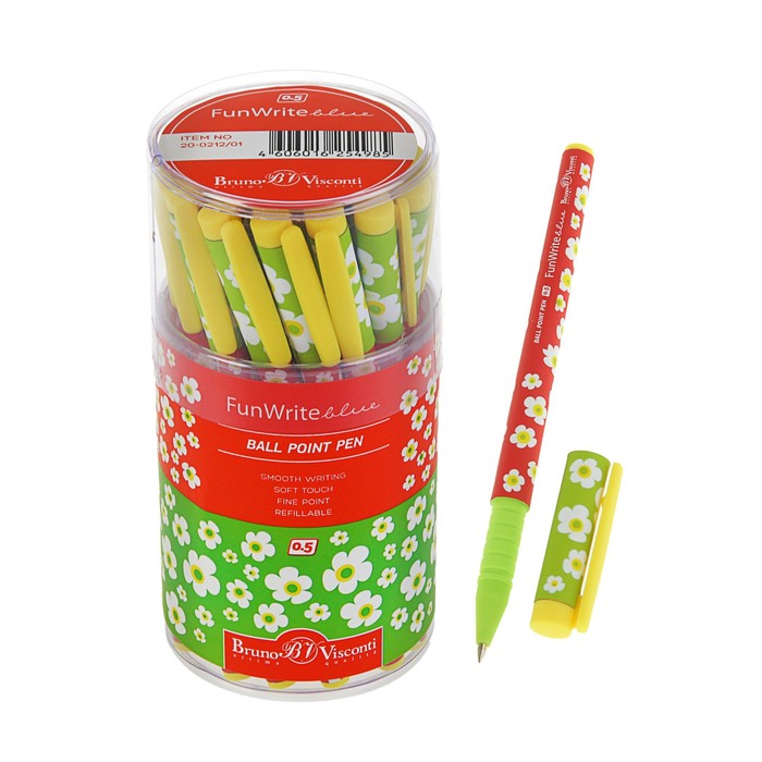 Ручка шариковая FunWrite "Ромашки", узел 0.5 мм, чернила синие