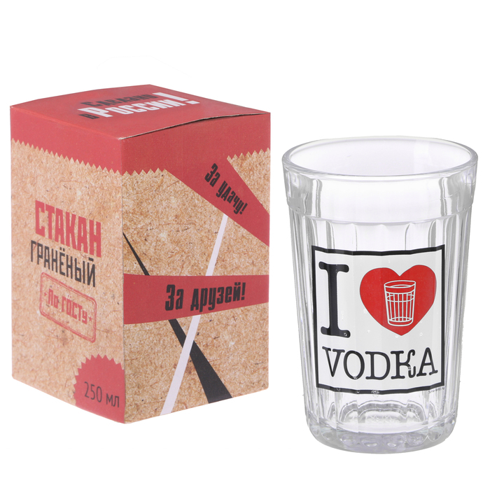 Стакан граненый "VODKA" стекло, в упаковке