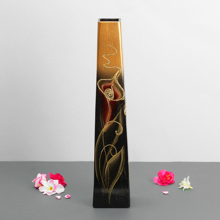 Ваза "Пирамида" чёрно-золотая