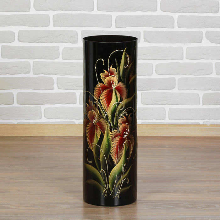 Ваза "Ирисы" цилиндр, чёрная
