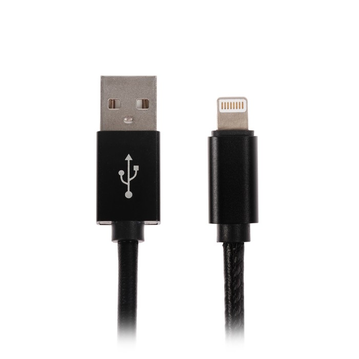 USB-кабель Smarterra STR-AL004M, 8-pin Lightning, 1м, кожаная оплетка, черный