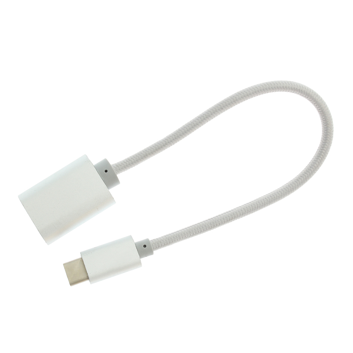 OTG-адаптер Smarterra STR-TCU20 Type C - USB F, 20см, нейлоновая оплетка, серебристый