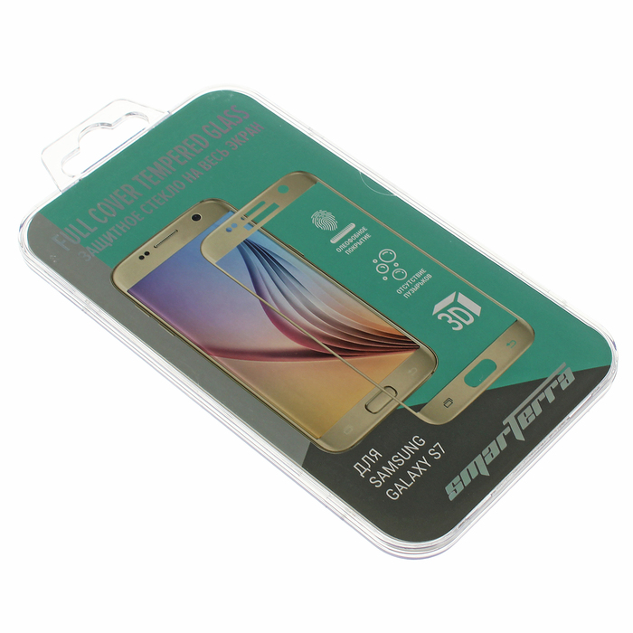 Защитное стекло Smarterra Silk Print Full Cover Glass для Samsung S7, золотое