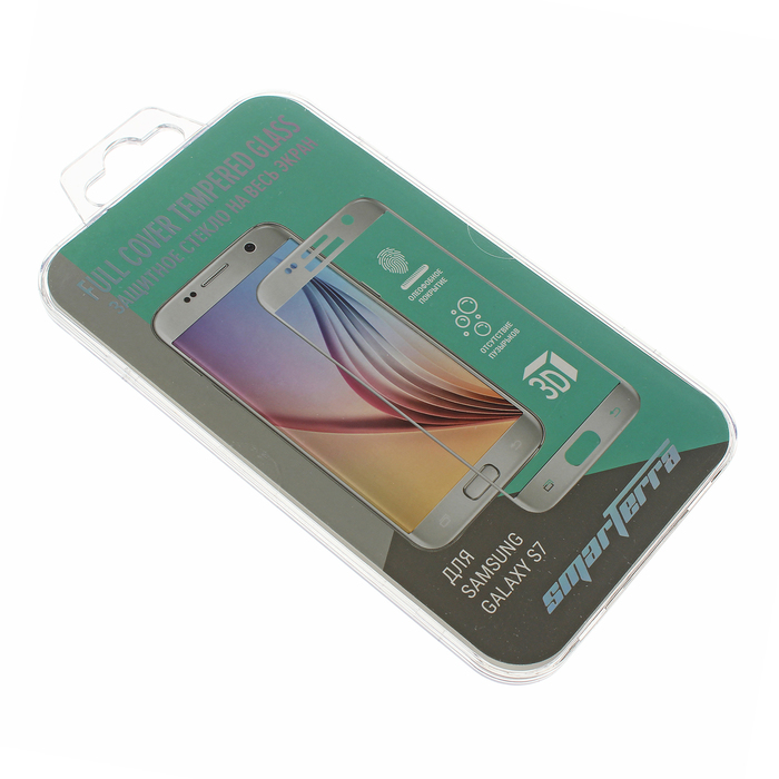 Защитное стекло Smarterra Silk Print Full Cover Glass для Samsung S7, серебристое