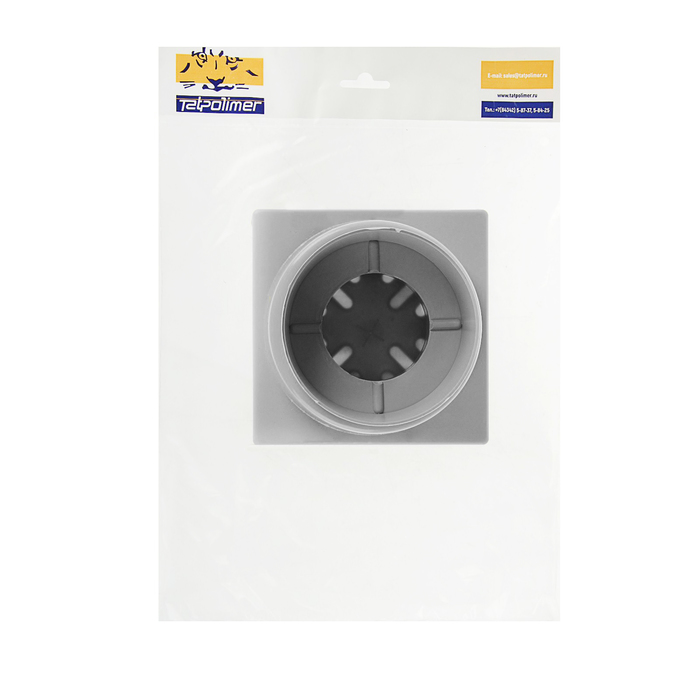 Трап "Татполимер", вертикальный d=110 мм, решетка нержавейка, 15х15 см, сухой затвор