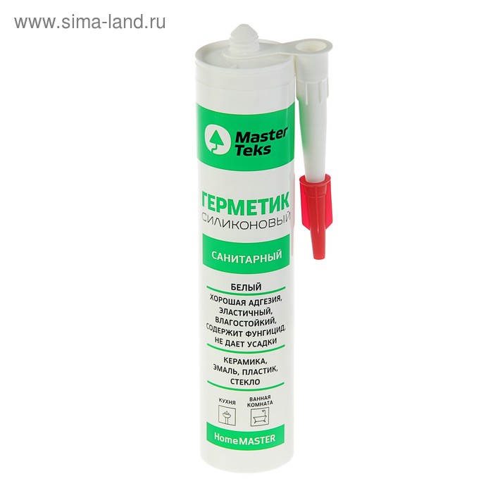 

Герметик MasterTeks Homemaster, силиконовый, санитарный, белый, 260 мл
