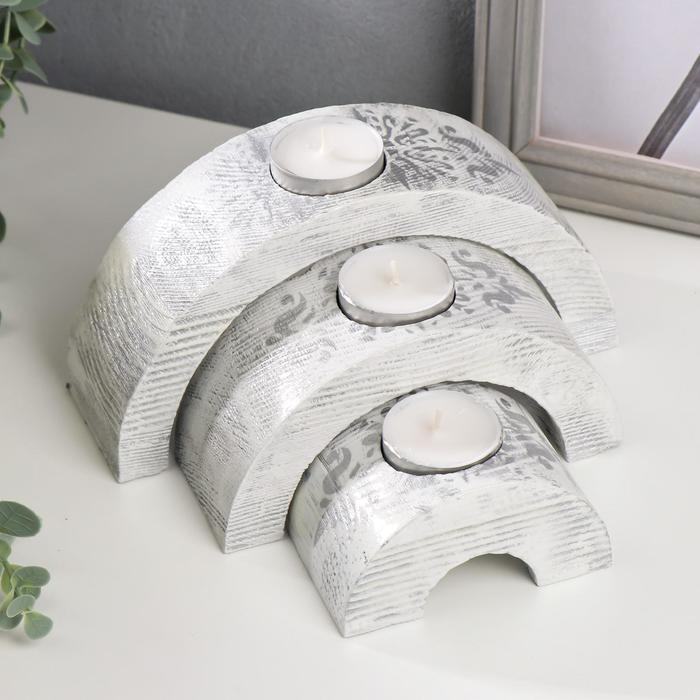 Подсвечник со свечой "Полукольца" прованс 15х18х6 см d=4 см