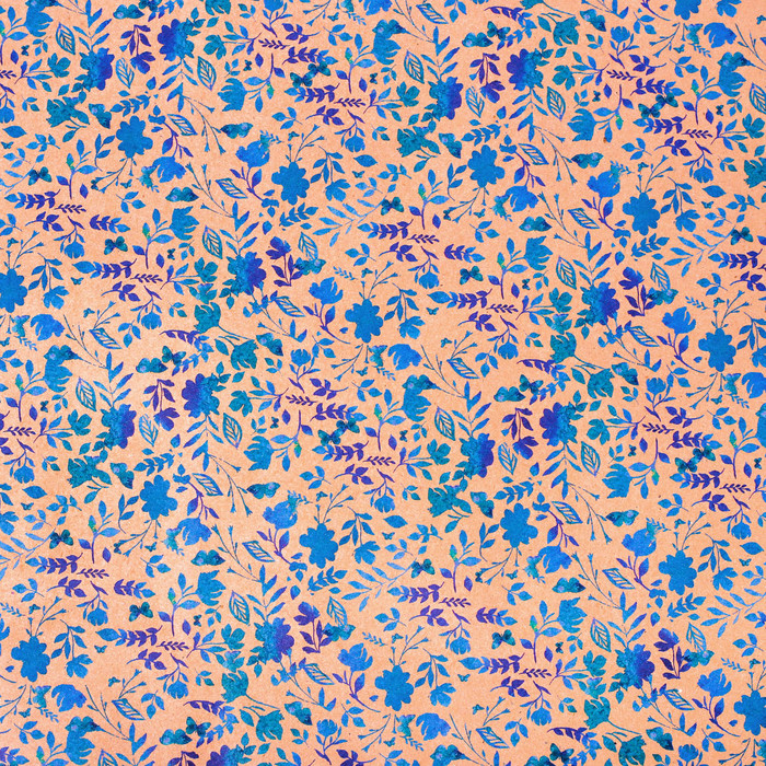 Бумага упаковочная крафтовая «Синие листья», 50 × 70 см