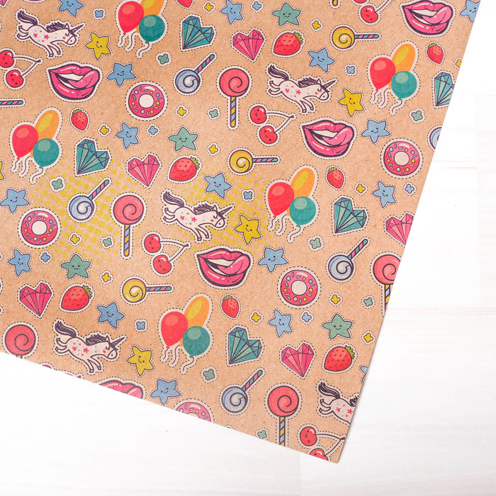 Бумага упаковочная крафтовая «Нашивки», 50 × 70 см