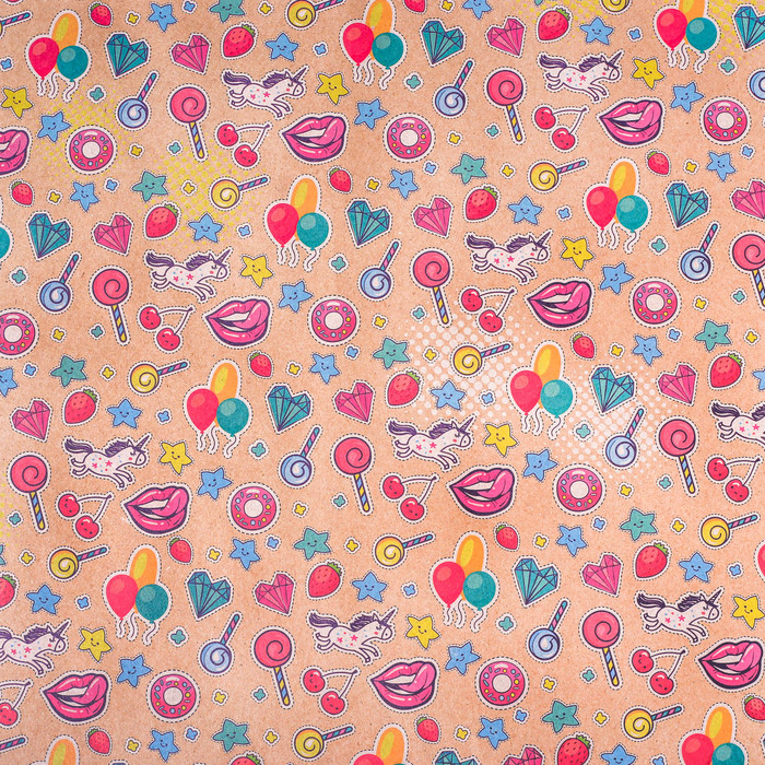 Бумага упаковочная крафтовая «Нашивки», 50 × 70 см