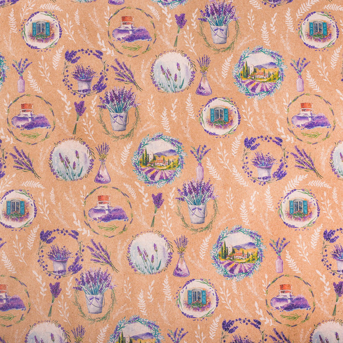 Бумага упаковочная крафтовая «Лавандовые мечты», 50 × 70 см