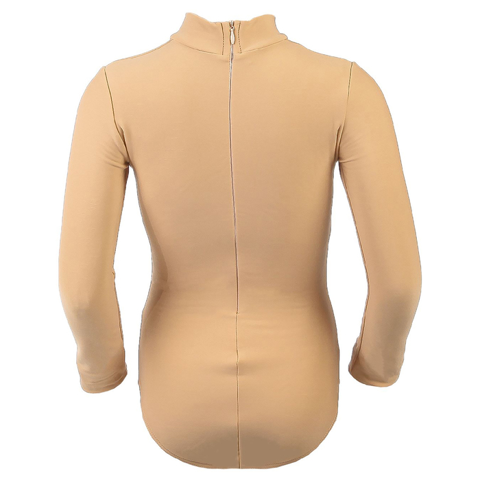 Купальник для фигурного катания, ворот стойка, термобифлекс, размер 30, цвет бежевый
