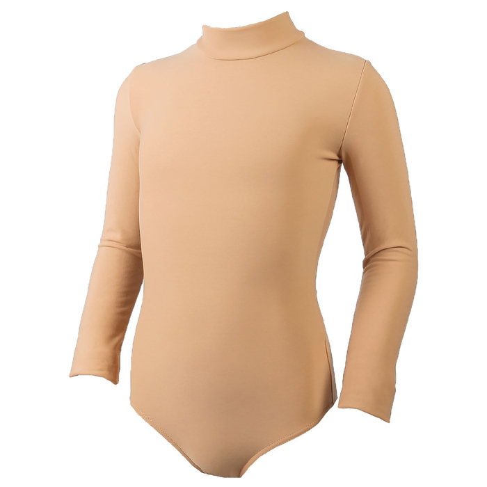 Купальник для фигурного катания, ворот стойка, термобифлекс, размер 38, цвет бежевый
