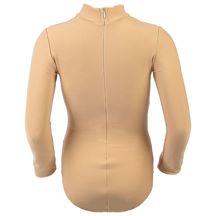 Купальник для фигурного катания, ворот стойка, термобифлекс, размер 40, цвет бежевый