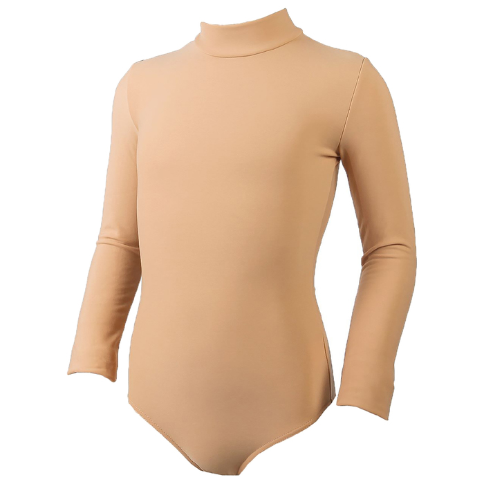 Купальник для фигурного катания, ворот стойка, термобифлекс, размер 40, цвет бежевый