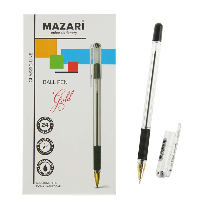 Ручка шариковая GOLD, узел 0.5 мм, чернила черные, с резиновым грипом