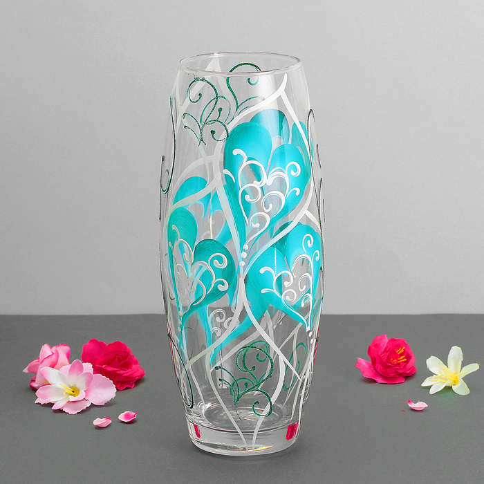 Ваза "Бирюзовое сердечко" прозрачная, d-7,5 см