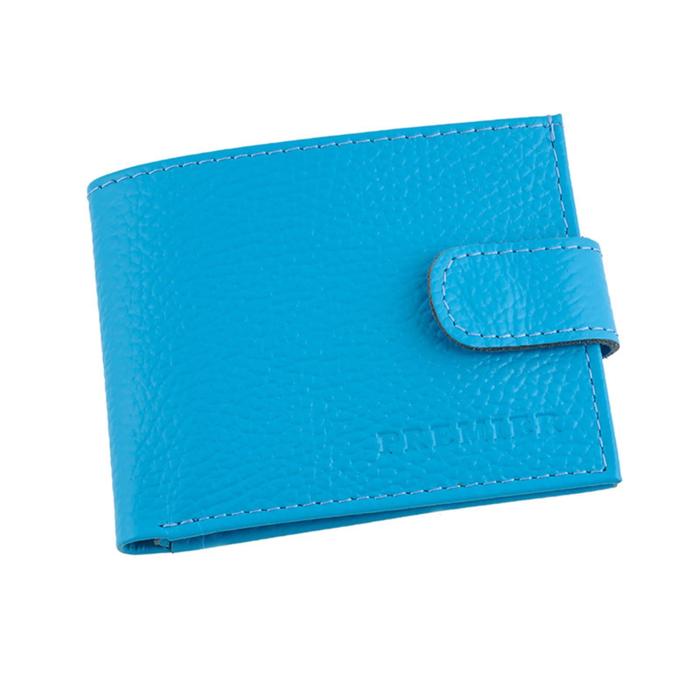 Кошелёк женский на кнопке раскладной,1 отдел для купюр, для монет, для кредитных карт, цвет голубой