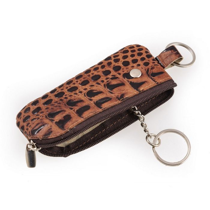 Футляр для ключей на молнии, цвет коричневый