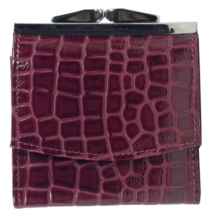 Кошелёк женский на кнопке раскладной,1 отдел для купюр, для монет, для кредитных карт, цвет фиолетовый