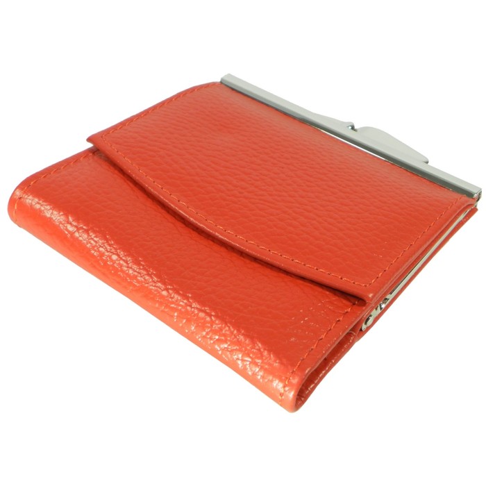 Кошелёк женский на кнопке раскладной,1 отдел для купюр, для монет, для кредитных карт, цвет красный