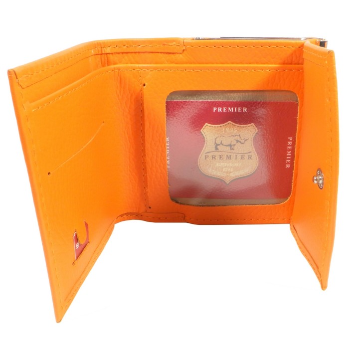 Портмоне женское, 1 отдел для купюр, для монет, для кредитных карт, цвет оранжевый