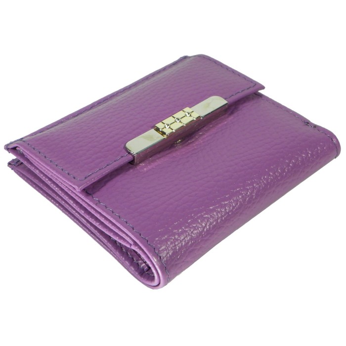Кошелёк женский на кнопке раскладной,1 отдел для купюр, для монет, для кредитных карт, цвет сиреневый