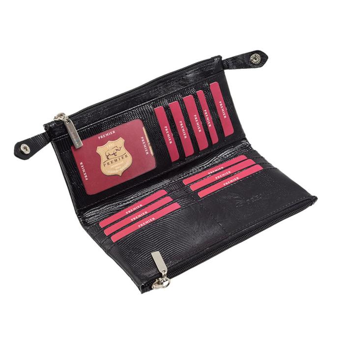 Кошелёк женский, 2 отдела для купюр, для монет, для кредитных карт, цвет чёрный