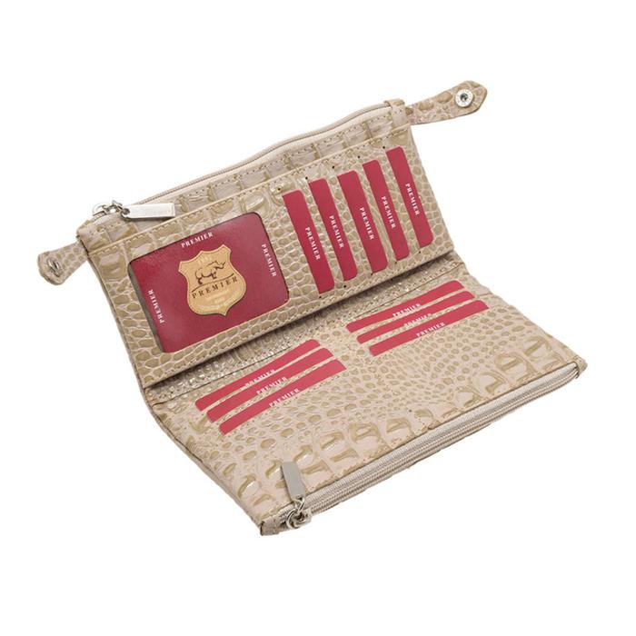 Кошелёк женский, 2 отдела для купюр, для монет, для кредитных карт, цвет бежевый