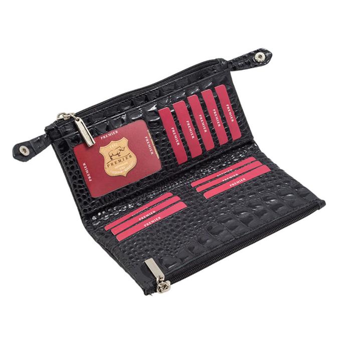 Кошелёк женский, 2 отдела для купюр, для монет, для кредитных карт, цвет чёрный