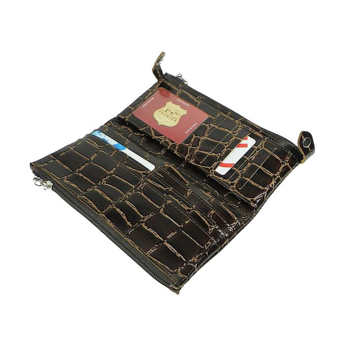 Кошелёк женский, 3 отдела для купюр, для монет, для кредитных карт, цвет коричневый