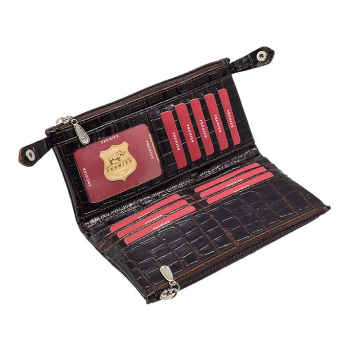 Кошелёк женский, 2 отдела для купюр, для монет, для кредитных карт, цвет тёмно-коричневый