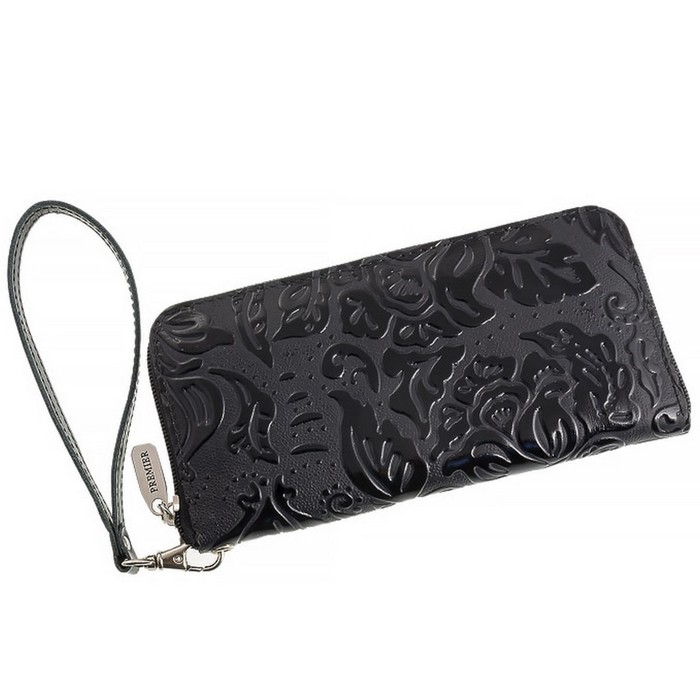 Кошелёк женский на молнии, 3 отдела для купюр, для монет, для кредитных карт, цвет чёрный