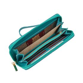 

Кошелёк женский на молнии, 3 отдела для купюр, для монет, для кредитных карт, цвет бирюзовый
