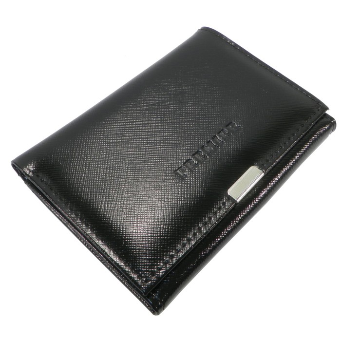 Портмоне женское на кнопке, отдел для купюр, для монет, для кредитных карт, цвет чёрный