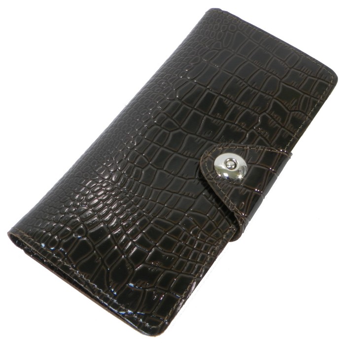 Кошелёк женский на кнопке, 2 отдела для купюр, для монет, для кредитных карт, цвет коричневый